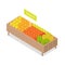 Fruits in Groceries Showcase Isometric Vector