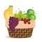 Fruits in harvest basket-picnic outdoor - vector icon