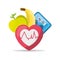 Fruits, heartbeat and weighing mashine