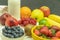 Fruits are laid out on the fruit milkshake table