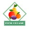 Fruits with a logo icon. Vector illustration.