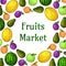 Fruits market decoration element with fruit icons