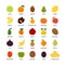 Fruits natural organic outline vector icons set. Isolated collection of fruits for websites and telephones.