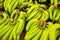 Fruits. Organic Bananas At Market. Healthy Raw Potassium Rich Food.