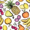 Fruits pattern. Abstract watrcolor seamless background with frui