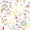 Fruits pattern. Seamless background. Coloured isolated contour.