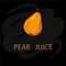 Fruits. Pear juice. Pear on the black background. product