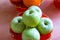 Fruits on the pedestal tray.