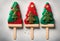 Fruits, personalized Christmas popsicle with Christmas tree appearance snow v1