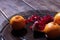 Fruits - pomegranate  and  tangerines