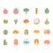 Fruits related icon and symbol set in flat design