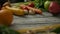 Fruits rolling on table surface