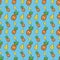 Fruits Seamless Background with Funny Pineapples