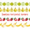 Fruits. Seamless borders stripe apple, pear, strawberry, banana. Pixel. Vector. embroidery