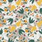 Fruits seamless pattern. Apples, pears, strawberries and leaves hand drawn wallpaper