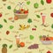 Fruits seamless pattern with names