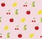 Fruits seamless pattern. Pink background. Vector illustration