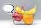 Fruits in shopping basket and speech bubble