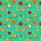 Fruits sportsman seamless pattern. Cute Sport fruits characters. Healthy eating. Summer seamless vector pattern