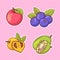 Fruits sticker hand drawn coloring vector icon illustration