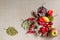 Fruits with textured background.