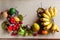 Fruits with textured background.