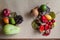 Fruits with textured background.