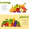 Fruits and vegetables banner. Healthy food. Flat style, vector i