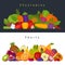 Fruits and vegetables banner. Healthy food. Flat style, vector i