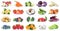 Fruits and vegetables collection apples oranges bell pepper cherries vegetable food isolated