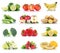 Fruits vegetables collection isolated apple apples strawberries tomatoes banana colors fresh fruit