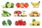 Fruits vegetables collection isolated apple apples tomatoes banana bell pepper colors fresh fruit