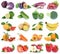 Fruits and vegetables collection isolated apple orange colors fr