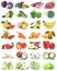 Fruits and vegetables collection isolated apple orange lettuce c