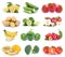 Fruits and vegetables collection isolated apples tomatoes banana