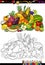 Fruits and vegetables for coloring book