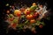 fruits vegetables dramatic flying conceptual photo