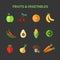 Fruits and vegetables flat icons