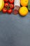 Fruits and vegetables food collection portrait format slate copy