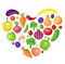 Fruits and vegetables heart