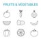 Fruits and Vegetables Line Icons