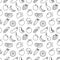 Fruits and vegetables line style seamless pattern. Fruits and Vegetables doodle seamless pattern. Fruits and vegetables outline ba