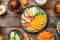 Fruits And Vegetables On An Old Rustic Table