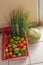 Fruits And Vegetables In Plastic Basket