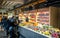 Fruits and vegetables shop at Les Halles du Grand Hotel-Dieu a covered marketplace in Lyon France