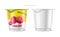 Fruits yogurt set Vector realistic. Berry, raspberry and kiwi collections