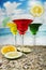 Fruity cocktails in the beach