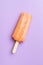 Fruity ice lolly. Sweet popsicle on violet background