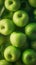 Fruity morning scene Green apples with dew drops close up