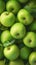 Fruity morning scene Green apples with dew drops close up